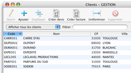 Cogilog Gestion: liste clients